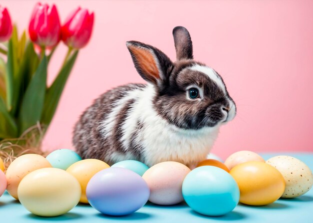 Kostenloses Foto osterfeier mit süßem hase