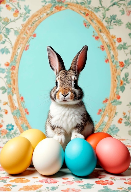 Kostenloses Foto osterfeier mit süßem hase