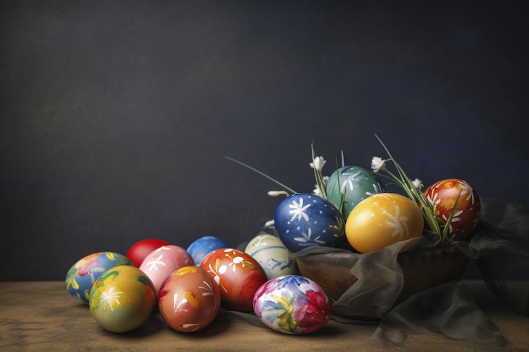 Kostenlose Foto ostern dekorative eieranordnung
