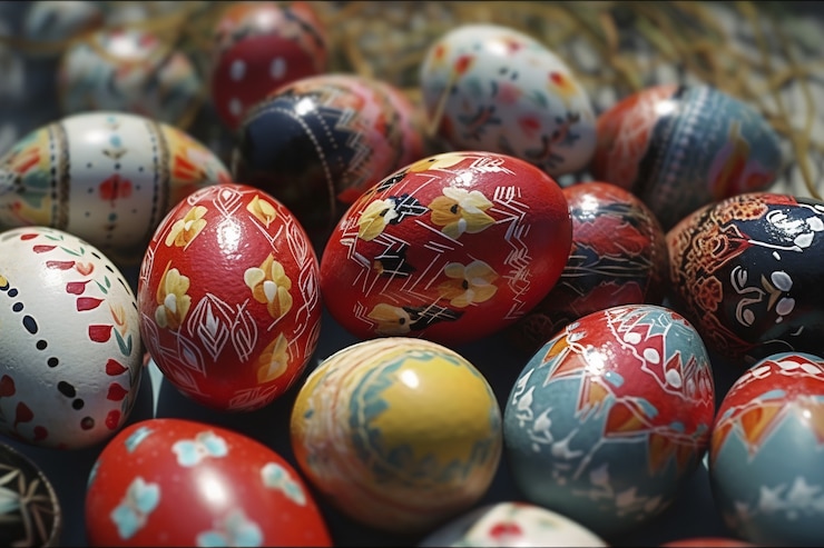 Kostenlose Foto ostern dekorative eieranordnung