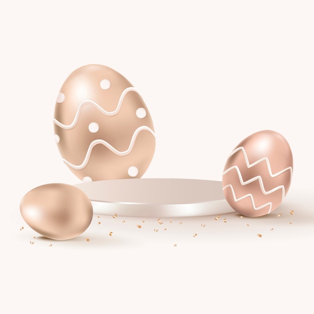 Kostenloses Foto ostern produkthintergrund 3d mit roségold bemalten eiern