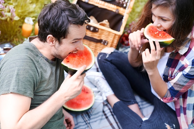 Paar genießt ein Picknick im Park