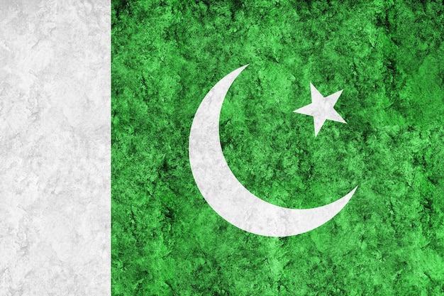 Pakistan Metallische Flagge, strukturierte Flagge, Grunge-Flagge