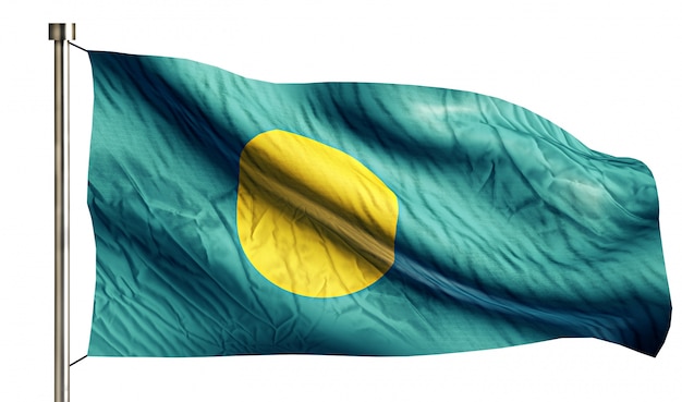 Palau Nationalflagge isoliert 3D weißen Hintergrund