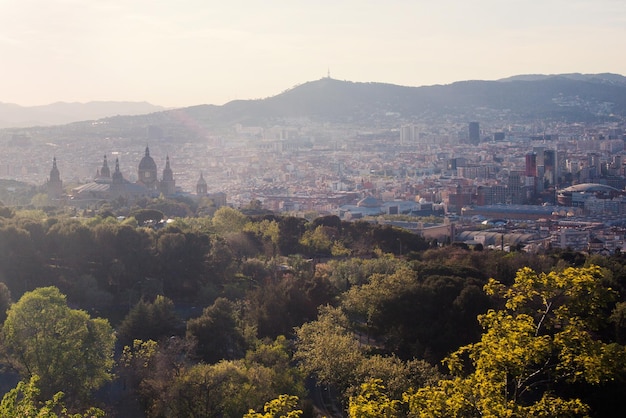 Panoramablick auf die luftaufnahme der stadt barcelona