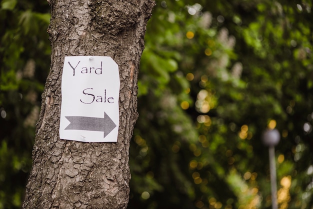 Papier auf Baum zeigt Richtung