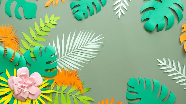 Papierblume und Blätter