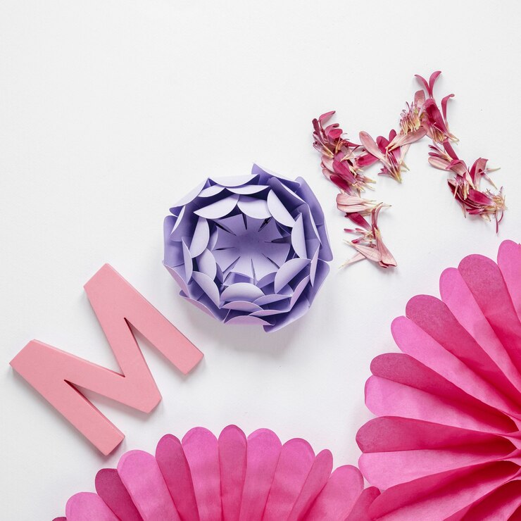 Kostenlose Foto papierblumen für muttertag über ansicht