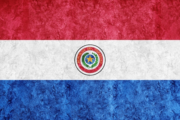 Paraguay Metallic-Flagge, strukturierte Flagge, Grunge-Flagge