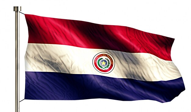 Paraguay Nationalflagge isoliert 3D weißen Hintergrund