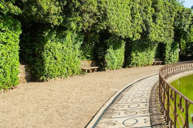 Park mit Teich und Sträucher