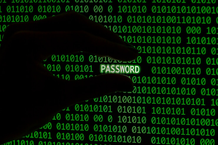 Kostenlose Foto passwort mit hand und binärcode