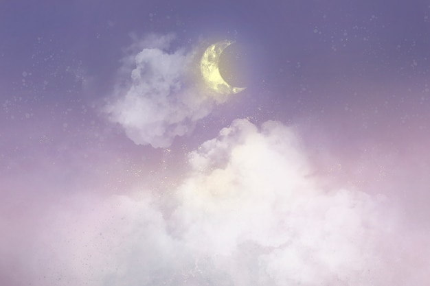 Pastellhintergrund mit weißer Mondsichel