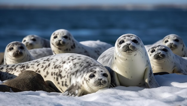 Kostenloses Foto pelzrobben ruhen auf einer von ki erzeugten ruhe einer eisscholle