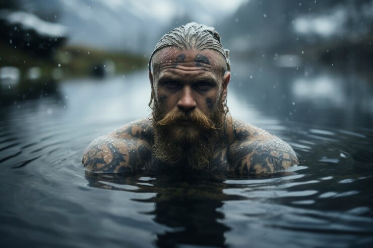 Kostenlose Foto person, die die exposition gegenüber kälte für den stoffwechsel praktiziert