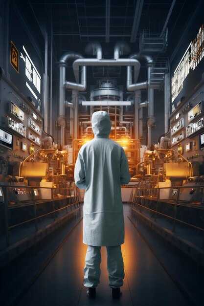 Person, die in einem Kernkraftwerk arbeitet