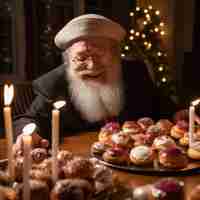 Kostenloses Foto person mit essen, das zur jüdischen hanukkah-feier zubereitet wurde