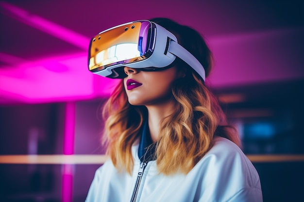 Kostenloses Foto person mit futuristischer hightech-virtual-reality-brille