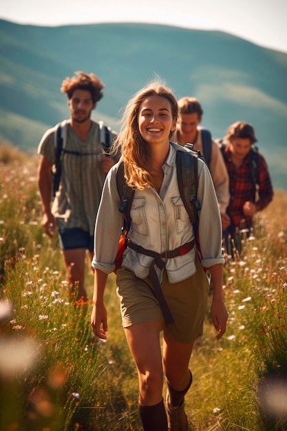 Personen, die an einer nachhaltigen Reisebewegung teilnehmen