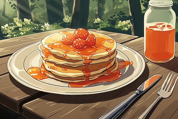 Kostenloses Foto pfannkuchen im anime-stil