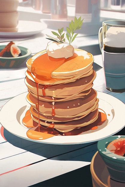 Kostenloses Foto pfannkuchen im anime-stil