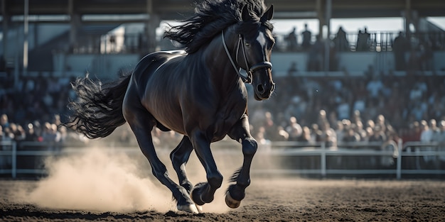 Kostenloses Foto pferd, das beim wettkampf rennt