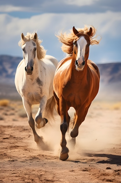 Kostenloses Foto pferde rennen durch die wüste