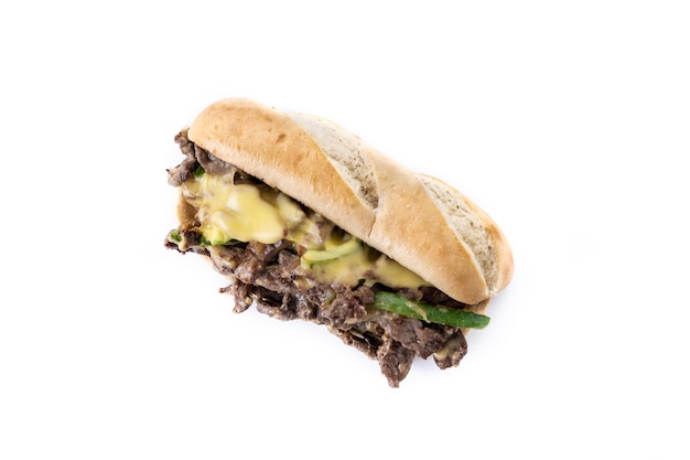 Philly Cheesesteak-Sandwich mit Rinderkäse, grüner Paprika und karamellisierten Zwiebeln