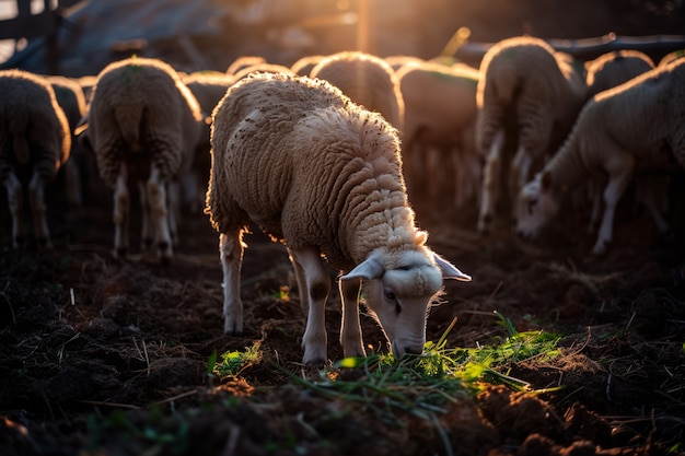 Kostenloses Foto photorealistic sheep farm