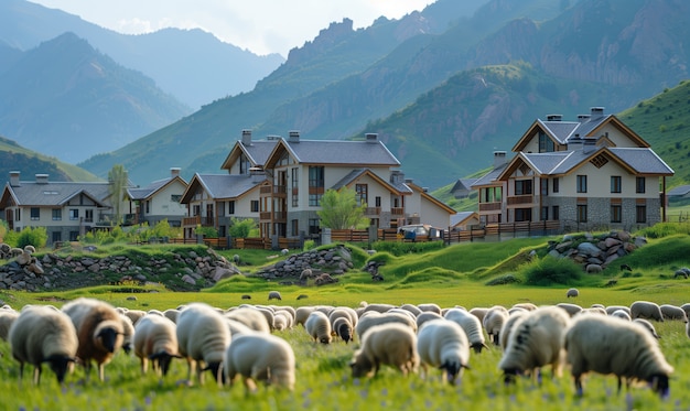 Kostenloses Foto photorealistic sheep farm