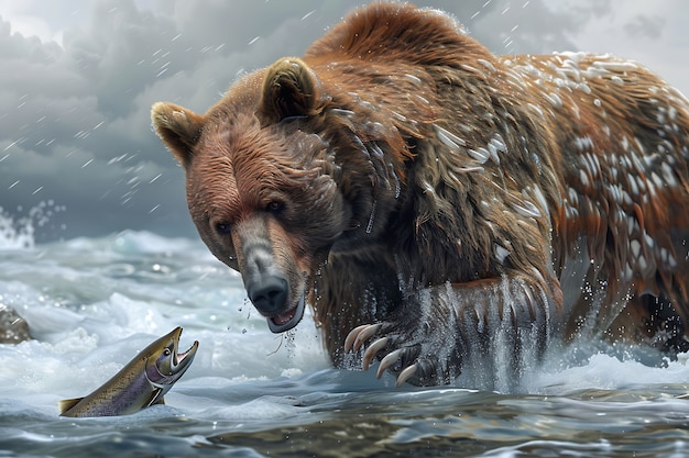 Kostenloses Foto photorealistic view of wild bear in its natural environment