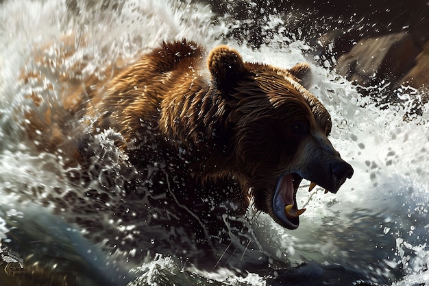 Kostenloses Foto photorealistic view of wild bear in its natural environment