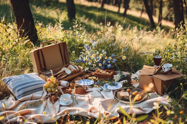 Kostenloses Foto picknick mit köstlichem essen