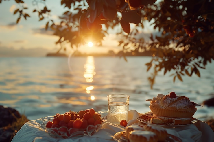 Kostenlose Foto picknicklandschaft im freien im sommer