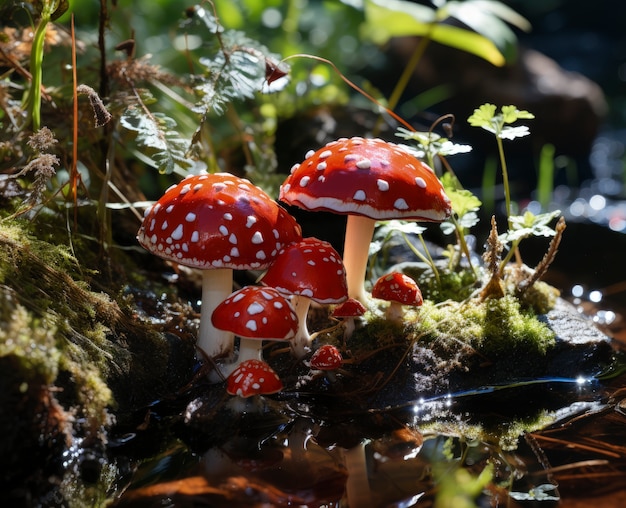 Kostenloses Foto pilze wachsen im wald