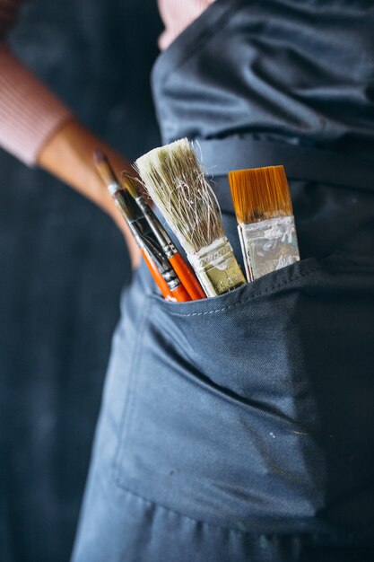 Pinsel in der Tasche hautnah