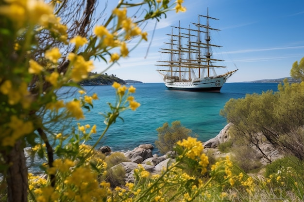 Kostenloses Foto piratenschiff segelt auf dem meer