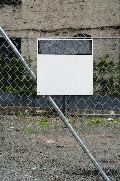 Plakatschablone auf Metallzaun