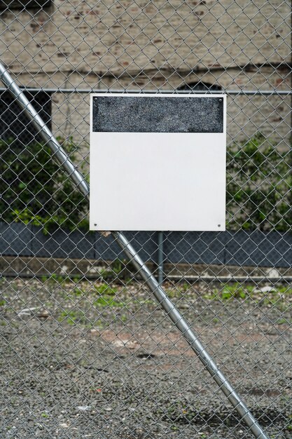 Plakatschablone auf Metallzaun