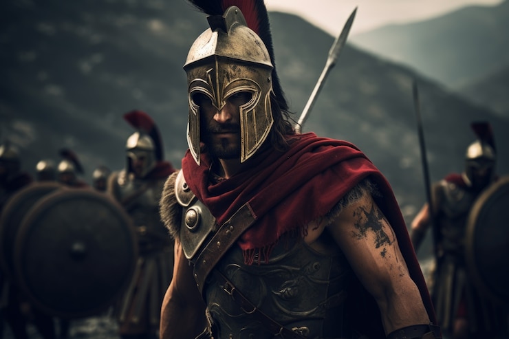 Kostenlose Foto porträt antiker griechischer spartanischer krieger