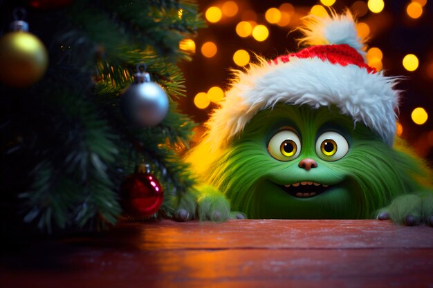 Porträt der Green Grinch Zeichentrickfigur