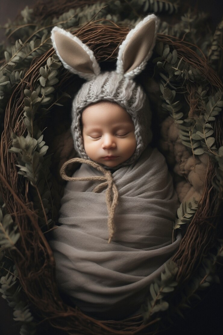 Kostenlose Foto porträt des entzückenden neugeborenen babys