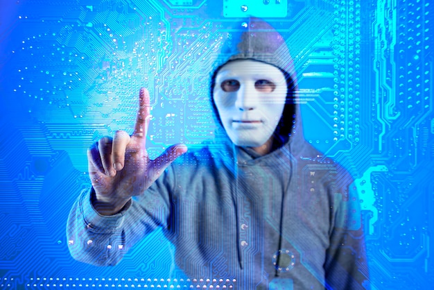 Porträt des Hackers mit Maske