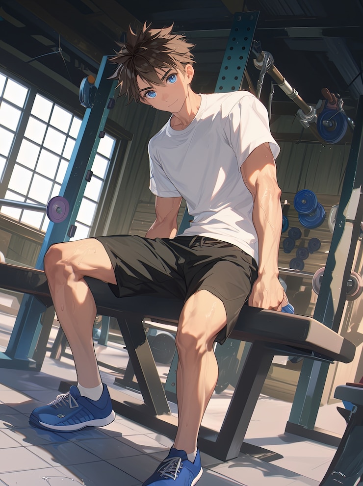 Kostenlose Foto porträt einer anime-figur, die fitness und sport treibt