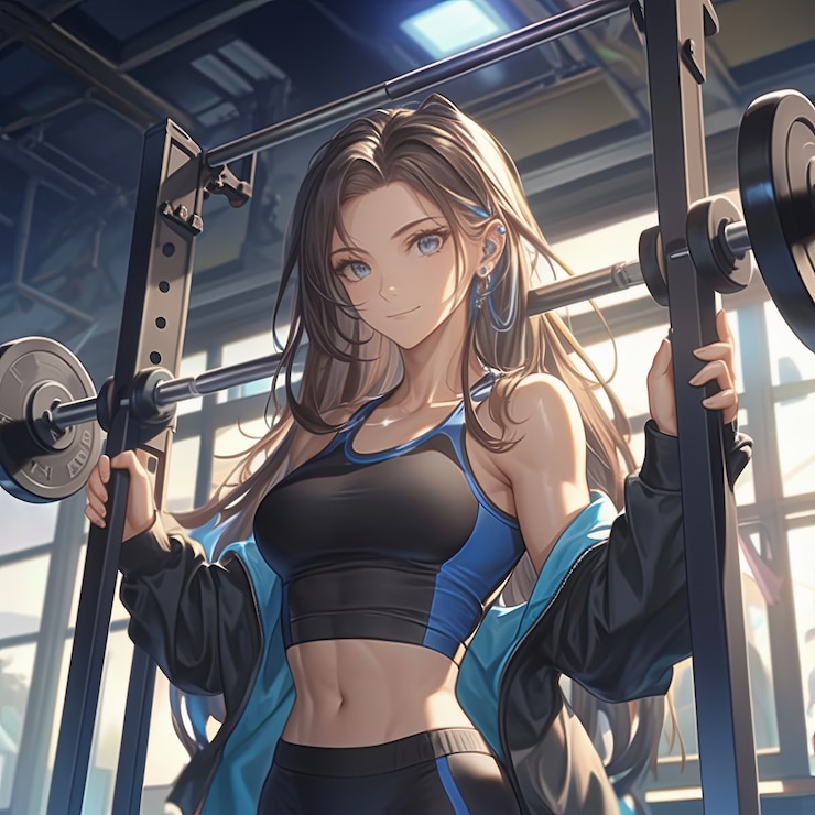 Kostenlose Foto porträt einer anime-figur, die fitness und sport treibt