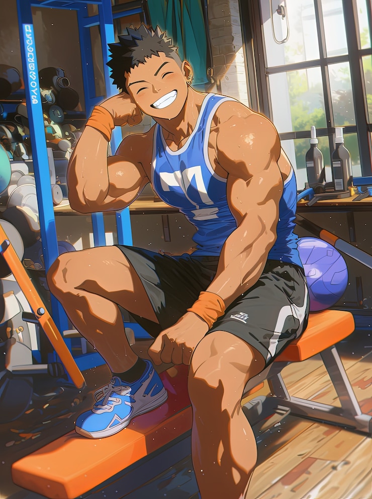 Kostenlose Foto porträt einer anime-figur, die fitness und sport treibt