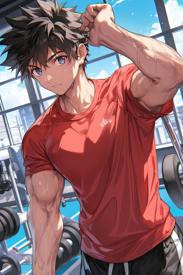 Kostenlose Foto porträt einer anime-figur, die fitness und sport treibt