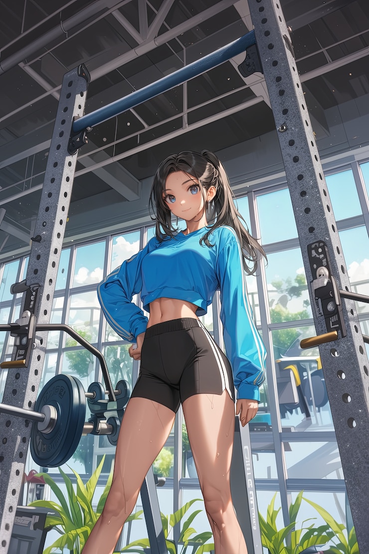 Kostenlose Foto porträt einer anime-figur, die fitness und sport treibt