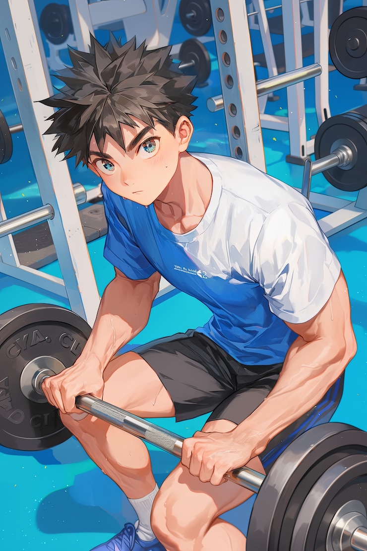 Kostenlose Foto porträt einer anime-figur, die fitness und sport treibt