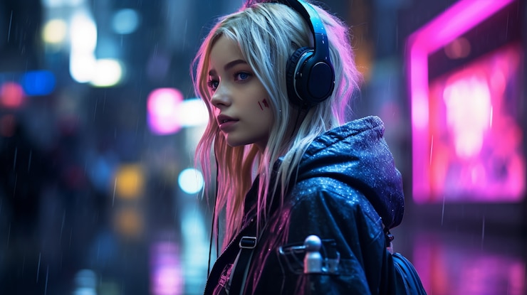 Porträt einer Cyberpunk-Kriegerin